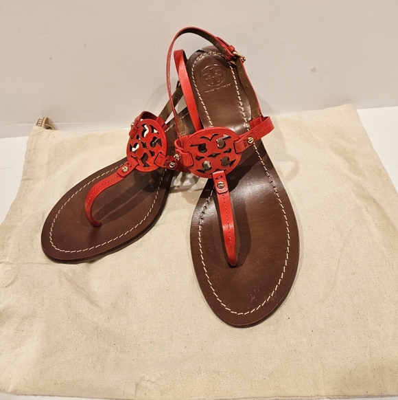 Tory Burch Shoes - Tory Burch Miller Block Heel Sandals in Bright Samba (Size 9)